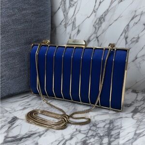 Marciano Elegant Blue & Gold Clutch Bag